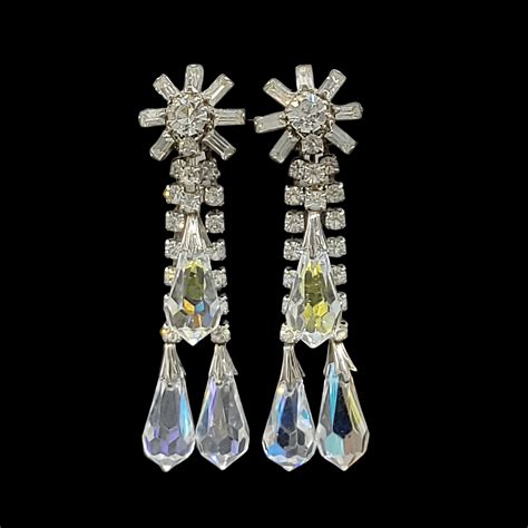 vintage rhinestone chandelier earrings